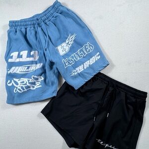 BoohooMAN Graphic Shorts + Manfinity Black Drawstring Shorts| Medium